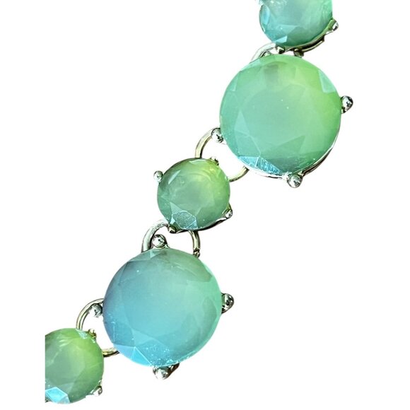 Faceted Green Glass Stone Gold-Tone Necklace By Lane Bryant 20” - Picture 4 of 9